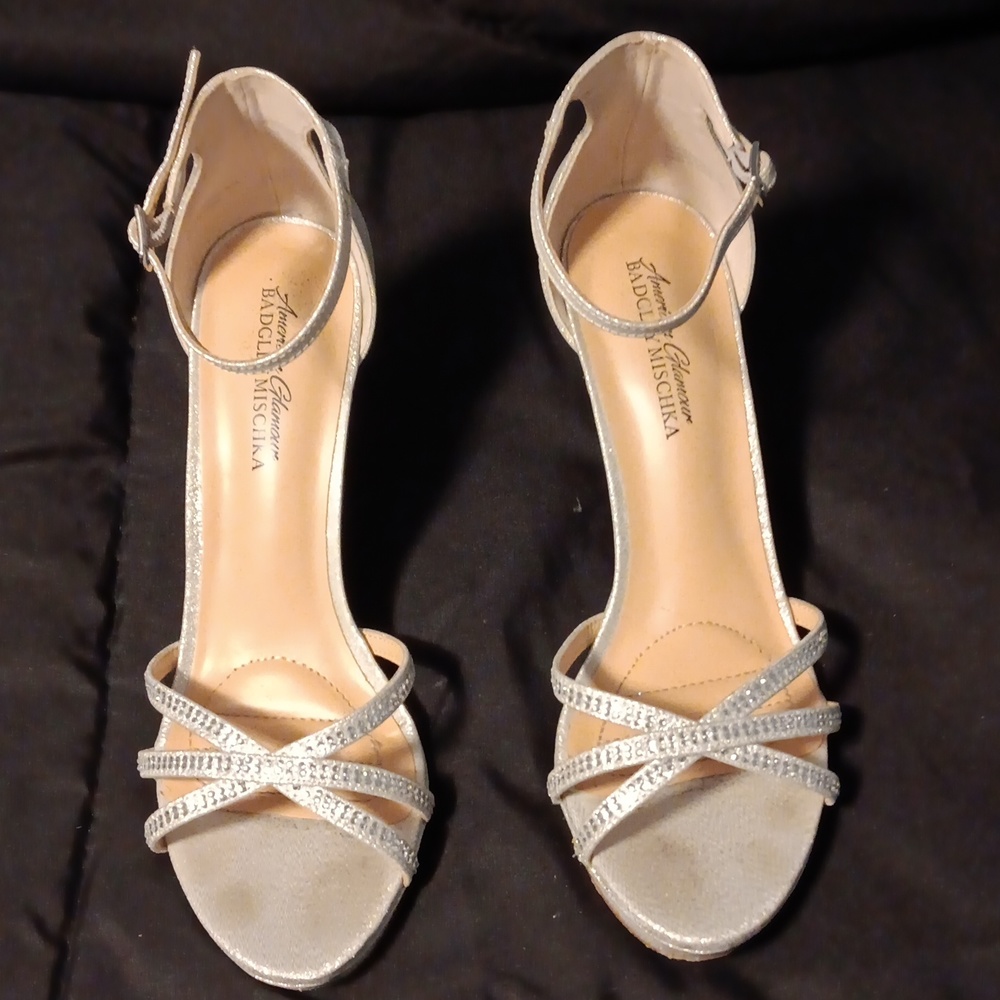 Silver heels size 8.5 rhinestones